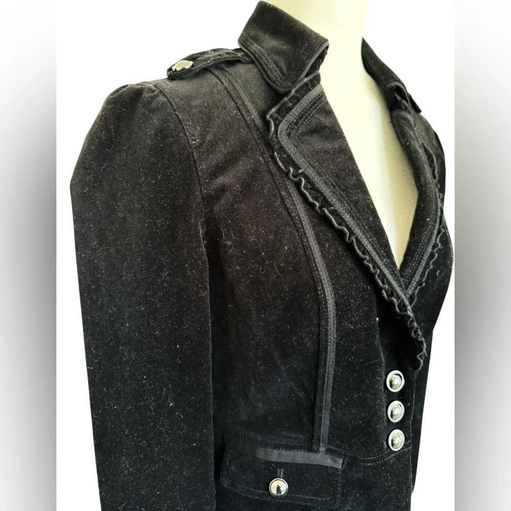 White House Black Market Black Velvet Blazer Jacket W’s 6 Fitted Button Front - Picture 6 of 10